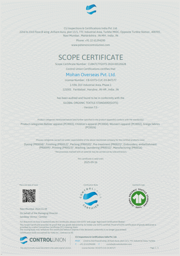 Scope certificate (GOTS)