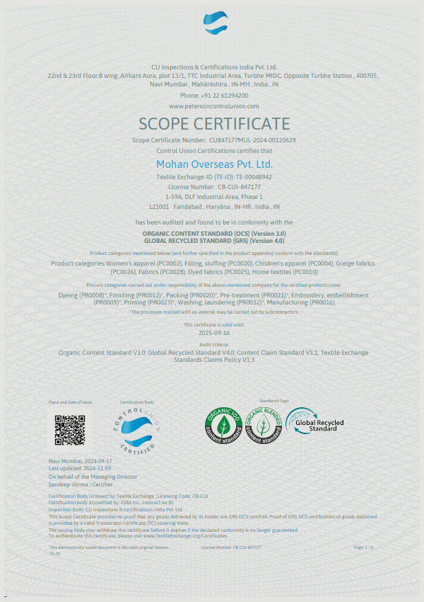 Scope certificate (GRS)