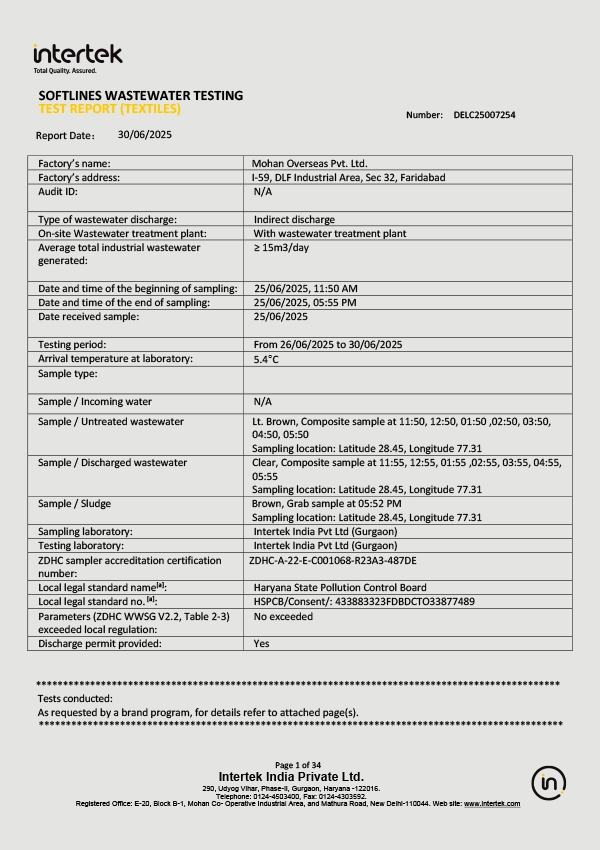 ZDHC Water Test Report  June 2025